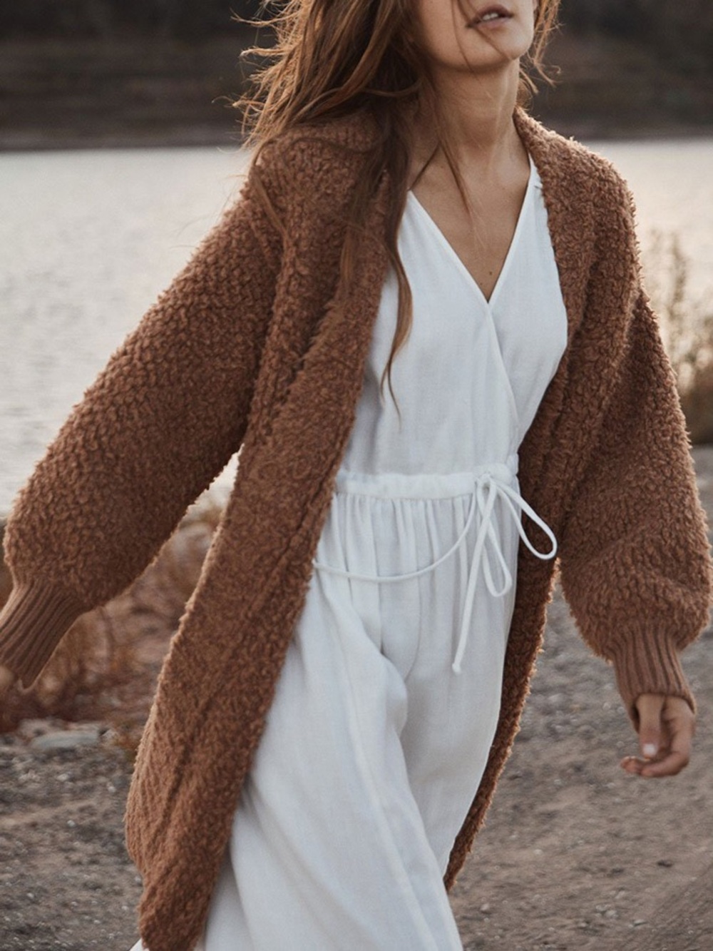 Christy Dawn • Frankie Cashmere Open Long Cardigan Clay OSFM